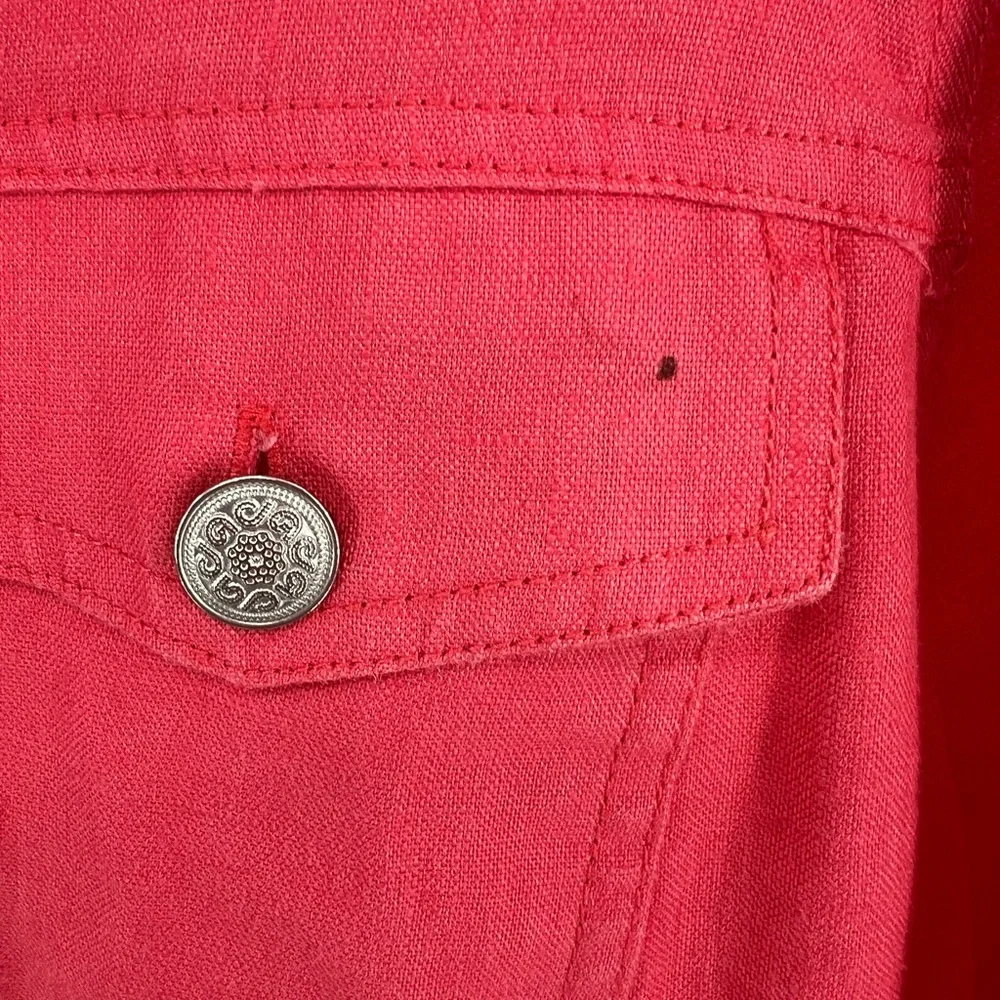 Saint Tropez West 2X linen jacket shacket coral plus office casual vacation